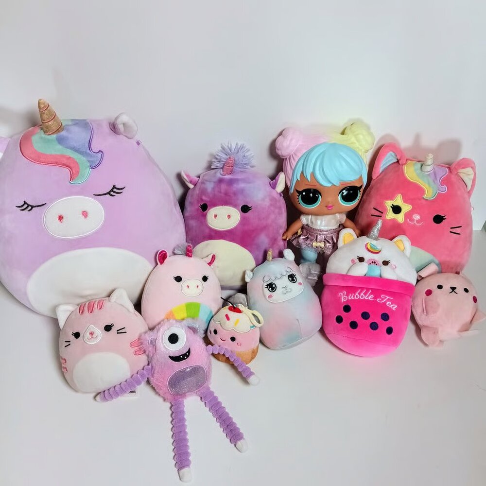 Huge Bundle of Cute Kawaii Plush Toys LOL Squishmallows and More